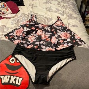 High waisted two piece bathing suit.